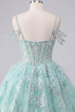 Vestido de bienvenida a casa con cuentas y corsé floral A-Line Mint