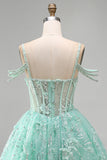 Vestido de bienvenida a casa con cuentas y corsé floral A-Line Mint