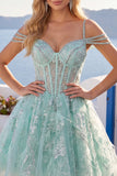 Vestido de bienvenida a casa con cuentas y corsé floral A-Line Mint