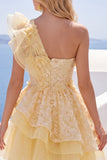 Vestido de bienvenida a casa, amarillo mantequilla con volantes y con volantes, vestido de bienvenida a casa