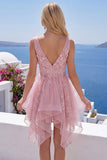 Vestido de Tul con Tul de Línea A con escote en V y flor