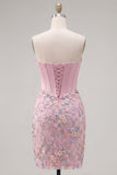 Vestido de bienvenida floral bodycon corsé rosa Sweetheart con aplicaciones