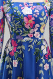 Vestido midi midi floral midi azul real azul A-Line