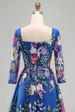 Vestido midi midi floral midi azul real azul A-Line