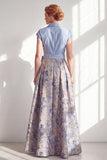 Vestido largo de madre de la novia, escote en V y escote en V azul marino, con lazo