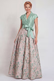 Vestido largo de madre de la novia, escote en V y escote en V azul marino, con lazo