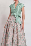 Vestido largo de madre de la novia, escote en V y escote en V azul marino, con lazo