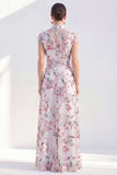 Vestido largo blanco de Madre de la Novia con A-Line Floral y cinturón
