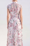 Vestido largo blanco de Madre de la Novia con A-Line Floral y cinturón