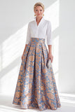 Vestido largo de Madre de la Novia de Flor Rosa Azul Rosa con mangas 3/4