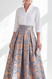 Vestido largo de Madre de la Novia de Flor Rosa Azul Rosa con mangas 3/4