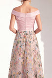 Blush A-Line Off the Shoulder, vestido largo floral de madre de la novia