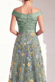 Blush A-Line Off the Shoulder, vestido largo floral de madre de la novia