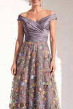 Blush A-Line Off the Shoulder, vestido largo floral de madre de la novia