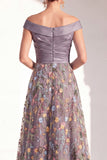 Blush A-Line Off the Shoulder, vestido largo floral de madre de la novia
