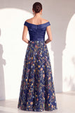 Blush A-Line Off the Shoulder, vestido largo floral de madre de la novia