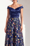 Blush A-Line Off the Shoulder, vestido largo floral de madre de la novia
