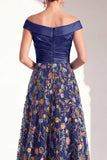 Blush A-Line Off the Shoulder, vestido largo floral de madre de la novia