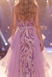 Vestido largo de certamen de sirena de lentejuelas gris gris y brillante con abertura