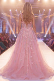 Vestido largo de concurso largo floral de corte de sirena rosa de un hombro transparente