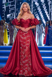 Vestido largo de certa, sirena con cuentas y cuentas burdeos, burdeos y faja