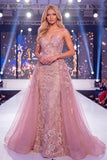 Vestido largo de concurso floral con corsé de cuentas Sirena y corsé con cuentas y faja