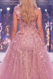 Vestido largo de concurso largo de corsé de sirena de un hombro con cuarta larga floral y faja