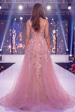 Vestido largo de concurso largo floral con cuello de belleza sirena con escote en V