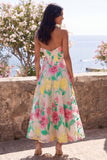Vestido Midi sin tirantes en línea A de flor rosa Narciso
