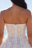 Corsé floral A Line Short Vestido blanco pequeño