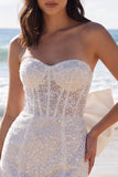 Vestido mini corsé bodycon bodycon sin tirantes y lazos de marfil