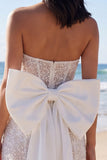 Vestido mini corsé bodycon bodycon sin tirantes y lazos de marfil