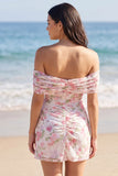 Vestido blanco A Little Color Floral Línea A Little Shoulder