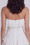 Vestido blanco A Little Line, con volantes sin tirantes