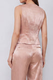 Trajes de mujer Dusty Rose de dos piezas con cuello en V y bolsillos