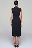 Vestido de trabajo midi de solapa con pico negro y funda cruzada