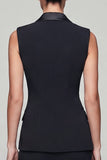 Vestido corto negro de dos piezas de trabajo corto de funda doble cruzado