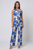 Trajes de trabajo de dos piezas de solapa con chales florales azules
