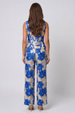 Trajes de trabajo de dos piezas de solapa con chales florales azules