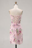 Vestido de bienvenida floral de bienvenida Corsé transparente corsé transparente rosa