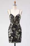 Corsé floral rosa con lentejuelas y vestido bodycon Homecoming