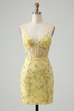 Corsé floral rosa con lentejuelas y vestido bodycon Homecoming
