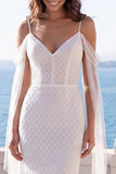 Vestido de novia de cuerno de encaje sirena de hombro frío