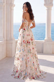 Corsé floral marfil de hombros descubiertos Vestido de novia A Line