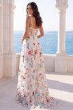 Corsé de cuello cuadrado en marfil A A Dress de novia floral