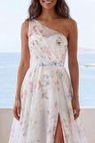 Vestido de novia con volantes en línea marfil marfil descubierto