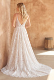 Vestido de novia con tirantes finos de marfil de encaje y marfil
