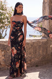 Vestido formal largo de chiffon floral con abertura de Sirena Negra