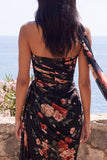 Vestido formal largo de chiffon floral con abertura de Sirena Negra