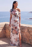 Vestido formal largo largo de sirena negra floral de gasa